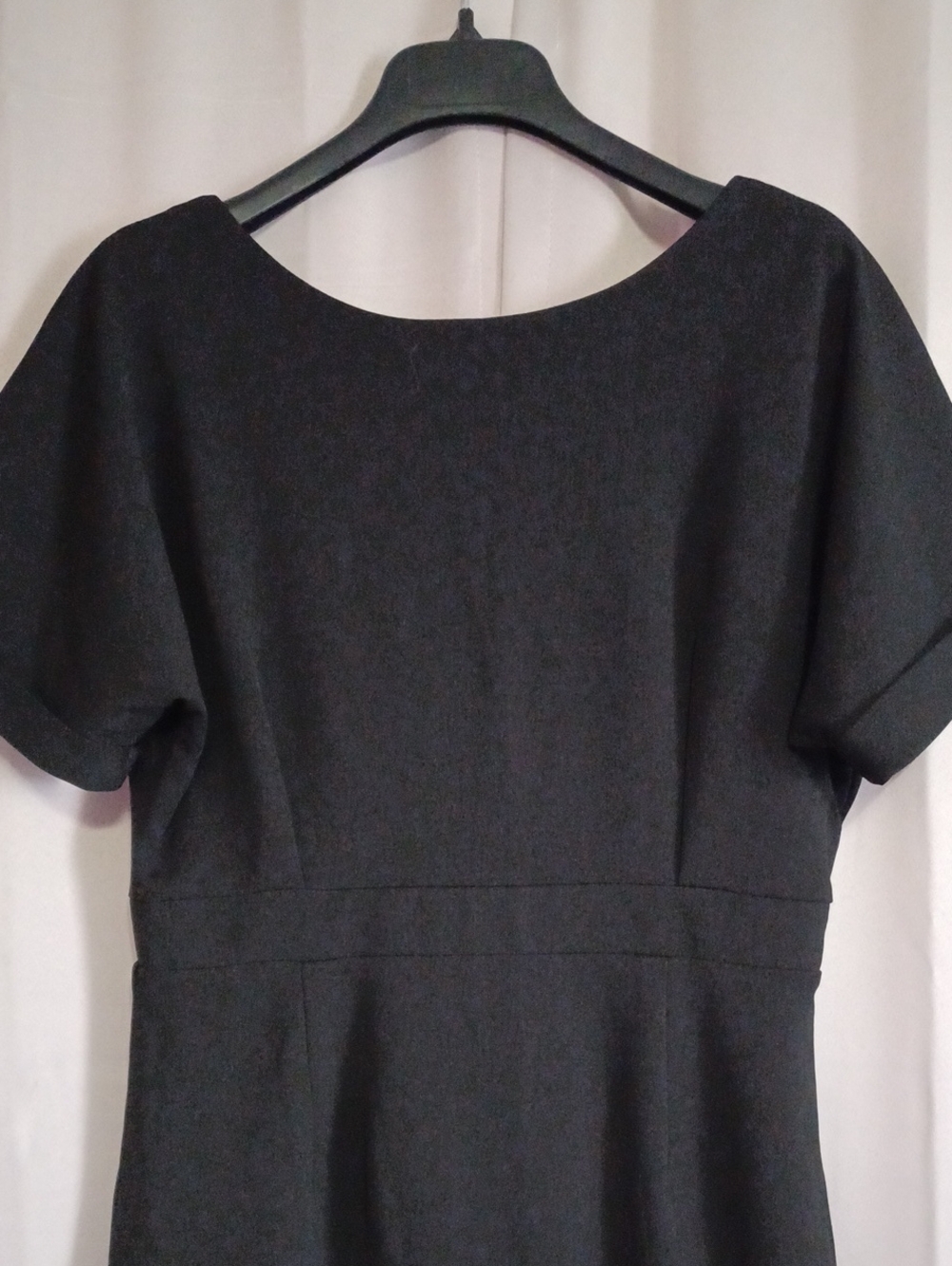 Alexia Admor Black Jacqueline Dolman Sheath Midi Dress V-Back Gold Zipper Size L - Picture 3 of 15